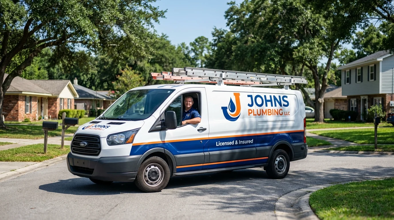 Johns Plumbing LLC service van in Sparta, NJ