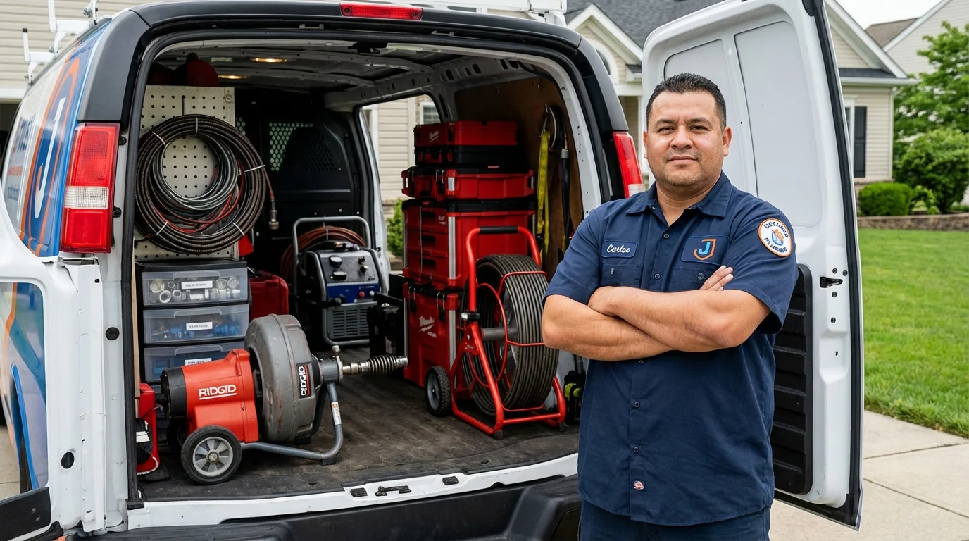 Professional drain cleaning equipment and Johns Plumbing LLC plumber in Sparta