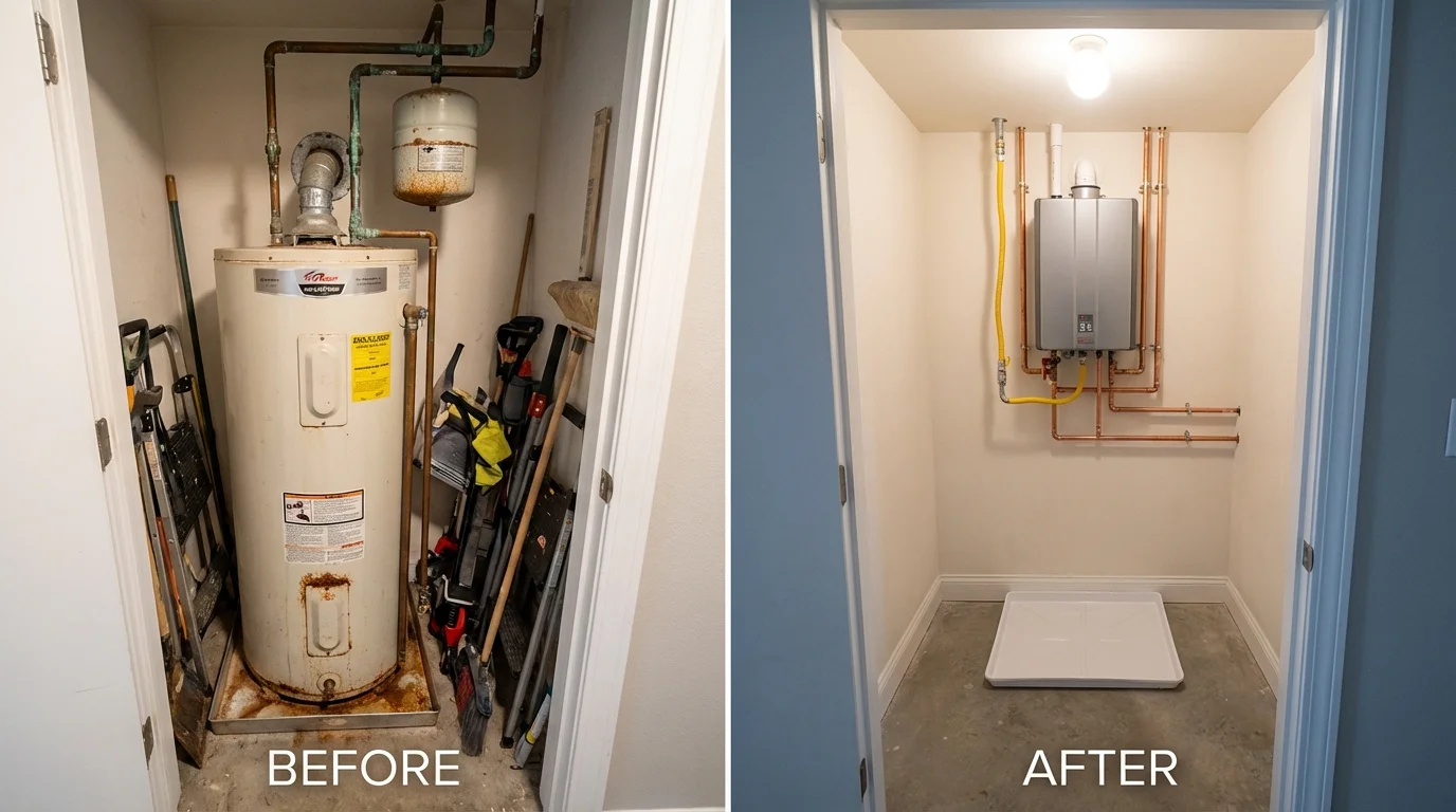 Tank water heater versus wall-mounted tankless unit comparison for Sparta, NJ homeowners